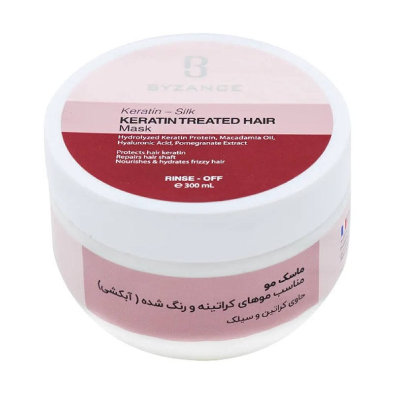 ماسک مو کراتینه و رنگ شده بیزانس مدل Keratin Treated مناسب برای موی رنگ شده حجم 300 میلی لیتر