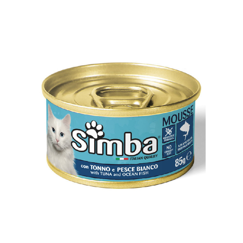 کنسرو غذای گربه بالغ مونژه مدل Simba Mousse Tuna and Ocean Fish با طعم ماهی وزن 85 گرم