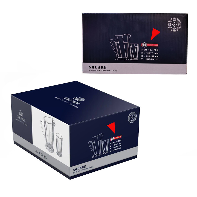 سرویس پارچ و لیوان 7 پارچه شیشه و بلور اصفهان مدل اسکوئر
