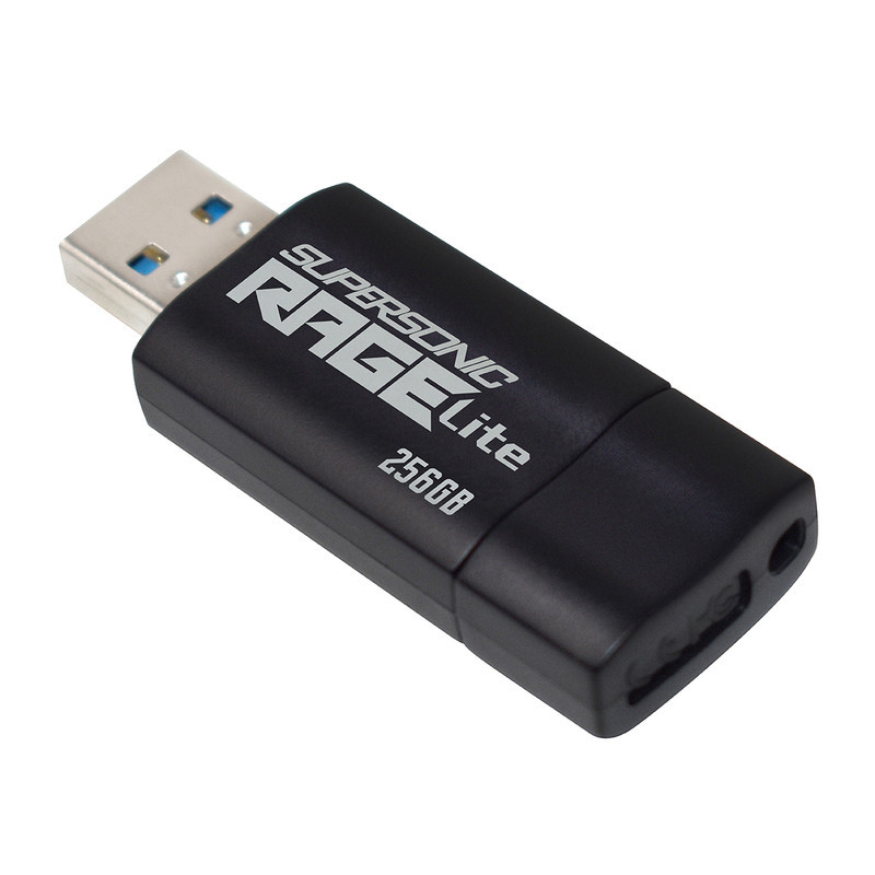 فلش مموری پتریوت مدل Patriot RAGE LITE ظرفیت 256 گیگابایت USB 3.2 Gen 1 با سرعت خواندن 120 مگابایت بر ثانیه، مقاوم در برابر آب، ضربه، شوک، لرزش و گرد و غبار، طراحی کشویی محافظ پورت