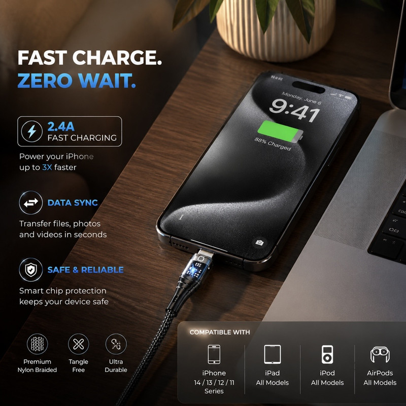 کابل تبدیل USB به لایتنینگ اوگتوس مدل LED-UGCL طول 1 متر