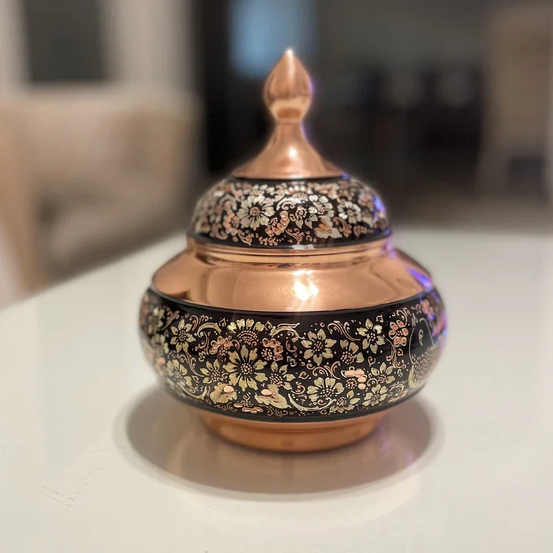 شکلات خوری مسی مدل الماس تراش خمره ای کد 2942