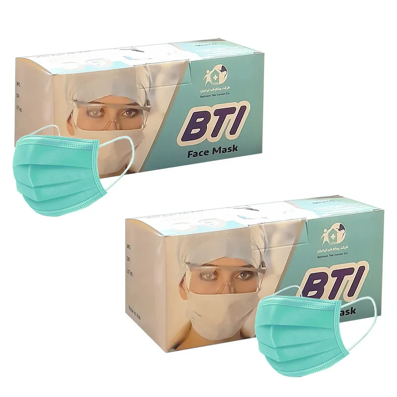 ماسک تنفسی بی ای آی 3 لایه مدل Ma-G-50-2 بسته 100 عددی