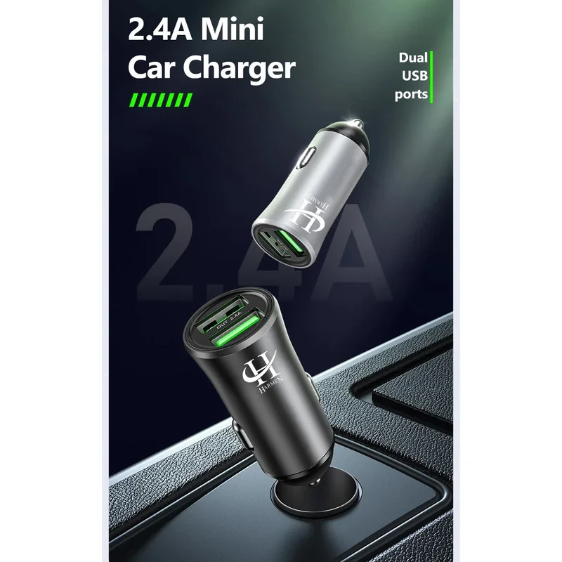 شارژر فندکی 15 وات هارمن مدل HR-CL1200 به همراه کابل تبدیل USB به MICROUSBUSB-CLIGHTNING