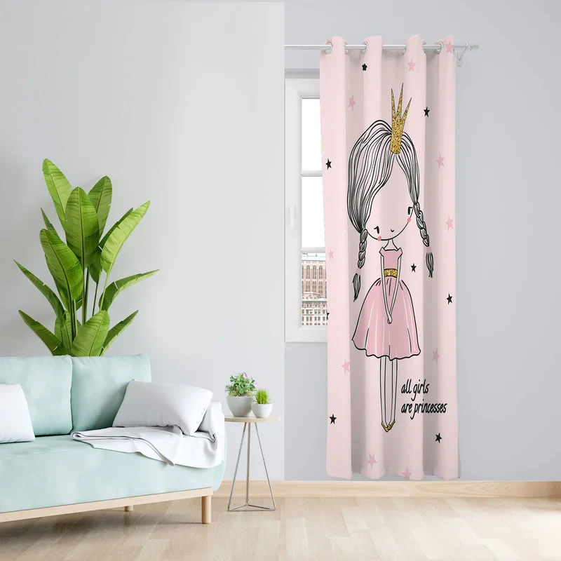 پرده مدل اتاق کودک مخمل پانچی طرح دخترانه کد 4581 سایز 140x280 سانتی متر