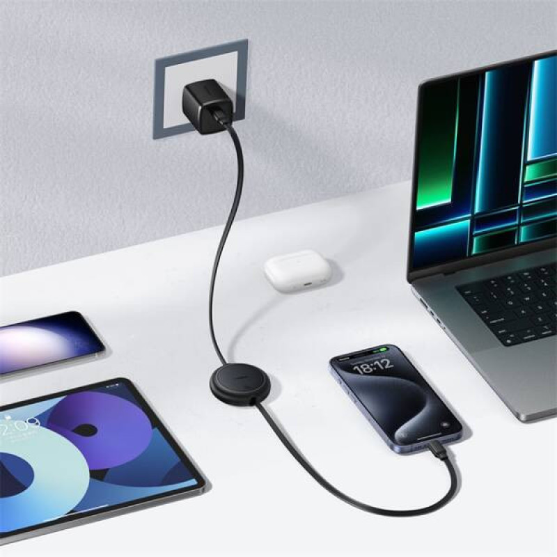 کابل تبدیل USB-C به USB-C بیسوس مدل Free2Pull Mini 60W طول 1 متر