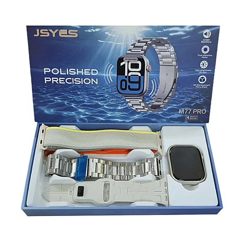 ساعت هوشمند 46 میلی متر جیسیس مدل M77 PRO با بند فلزی