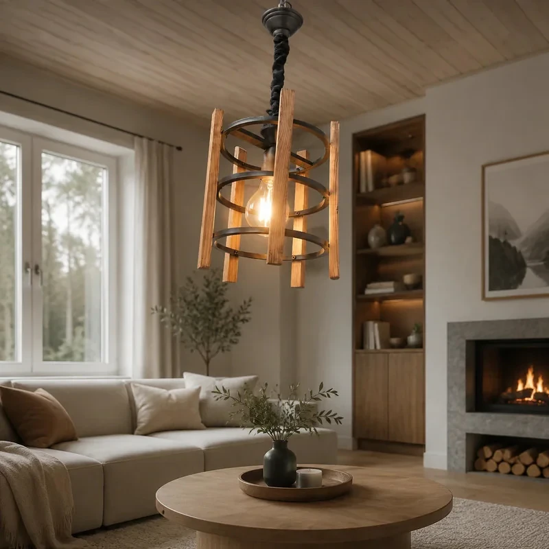 لوستر 1 شعله شاهان تک مدل WOOD.15