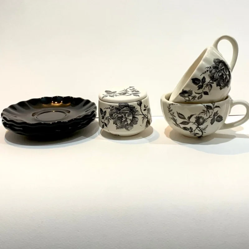 سرویس چای خوری 5 پارچه 2نفره مدل گل رز M03U01