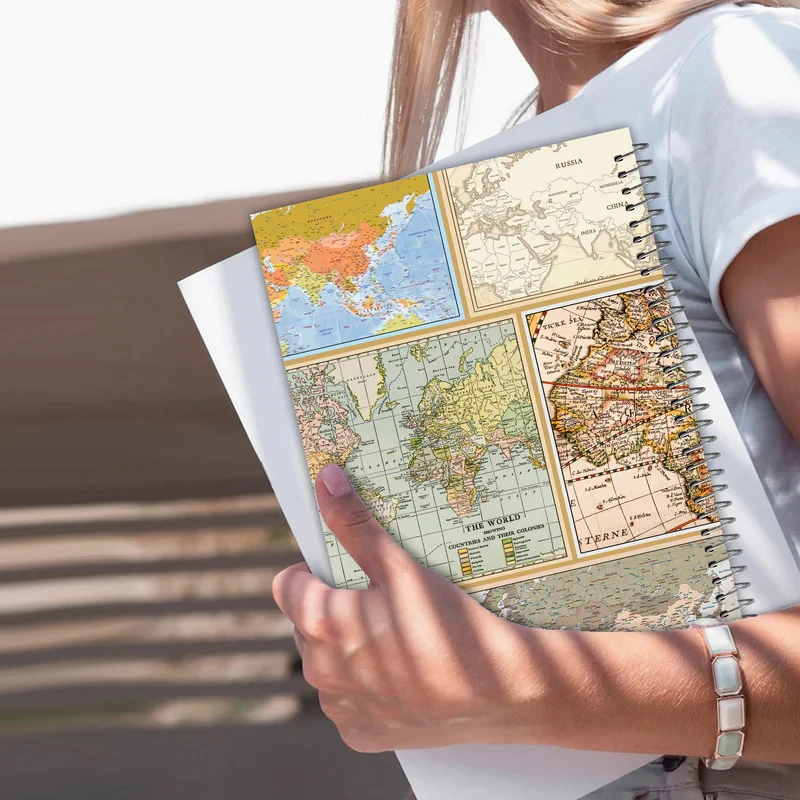 دفتر مشق 100 برگ مستر راد مدل نقشه جهان طرح world map کد fiory 2415