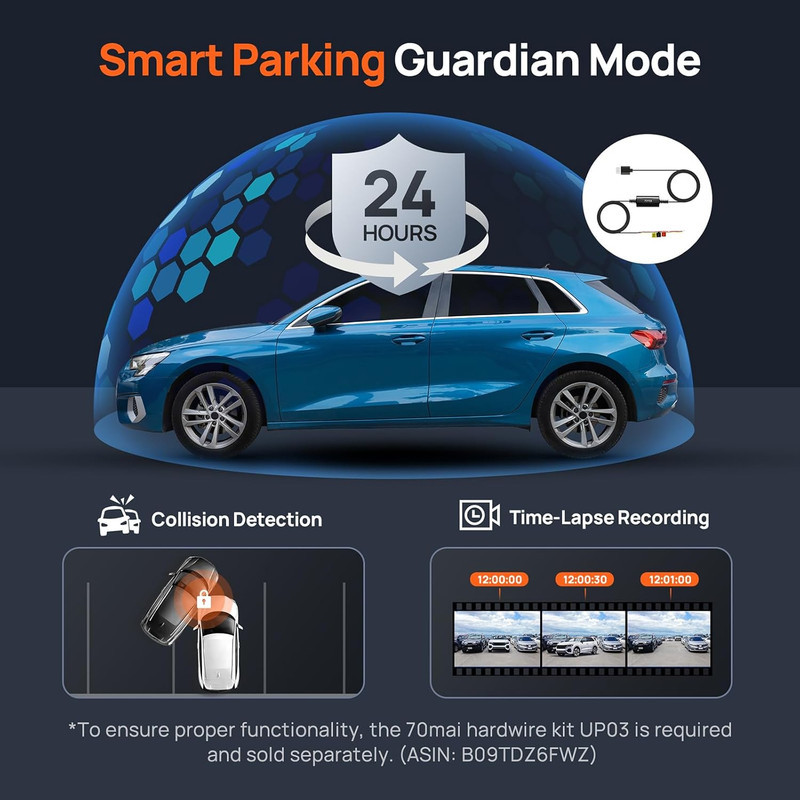 دوربین فیلم برداری خودرو سوِنتی مِی مدل 70mai Dual Dash Cam A510s + RearCam (RC11) به همراه دوربین عقب