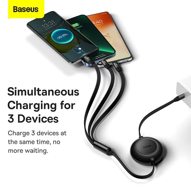 کابل تبدیل USB-C به USB-CmicroUSB لایتنینگ بیسوس مدل Mirror2 100W طول 1.1 متر