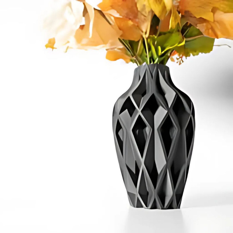 گلدان دکوری وینا PLA با چاپ سه‌بعدی، مناسب کاکتوس و گیاهان، رومیزی و ایستاده، ابعاد 11×11×18 سانتی‌متر، وزن 200 گرم