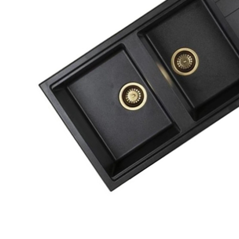 سینک ظرفشویی گرانیت توکار دو لگنه پارادایز مدل TURKEY-214-BLACKAKLIL