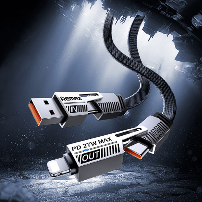 کابل تبدیل USB-C  USB به USB-C  لایتنینگ ریمکس مدل RC-C189  طول 1 متر
