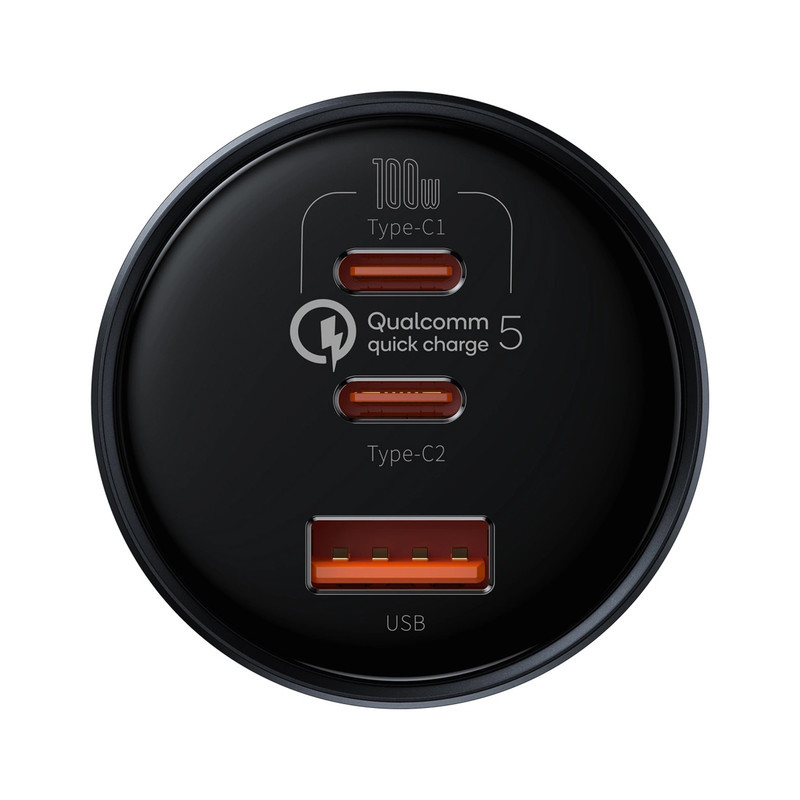 شارژر فندکی باسئوس مدل Multi-port Fast Charge 160W به همراه کابل تبدیل Usb-c