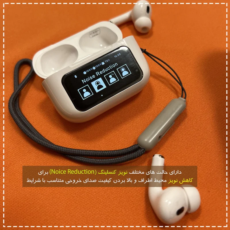 هدفون بلوتوثی مدل PJD Pro2nd V5.4 Light دارای نویز کنسلینگ فعال (ANC)، درگاه شارژ USB Type-C، شارژ بی سیم، پشتیبانی از فرمان لمسی، نمایشگر روی صفحه محفظه شارژ، نشانگر LED