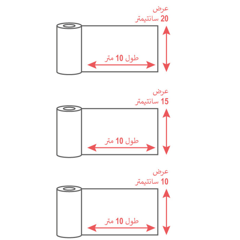 پلاستیک حرارتی شیرینگ پک مدل 20-15-10  رول 10 متری مجموعه 3 عددی