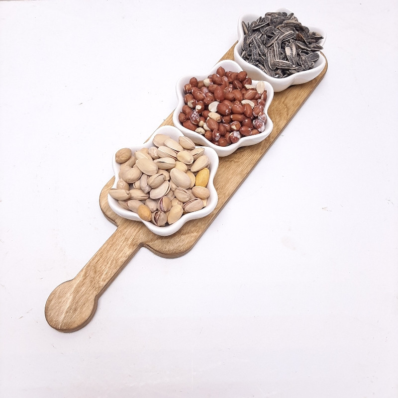 اردوخوری فانتزی مدل خورشید سرامیک و چوب با نگهدارنده 42.5x10.5x1.3 سانتی‌متر، کاسه 10.5x10.5x4 سانتی‌متر، مناسب شستشو با دست