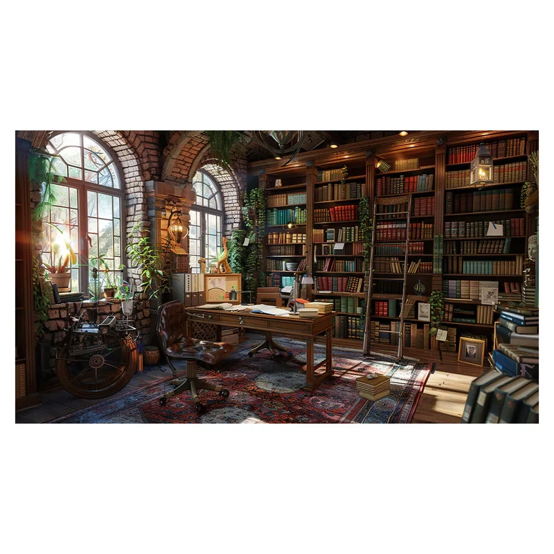 فرش پارچه‌ای مدل فرشینه طرح کتابخانه کلاسیک کد AR3060723