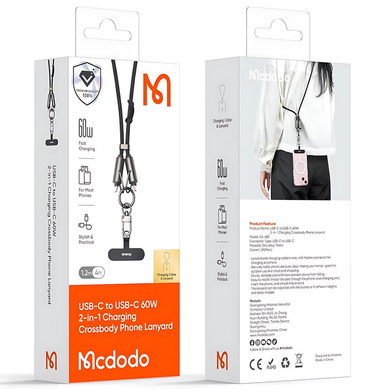 کابل USB-C مک دودو مدل CA-683 60W طول 1.2 متر