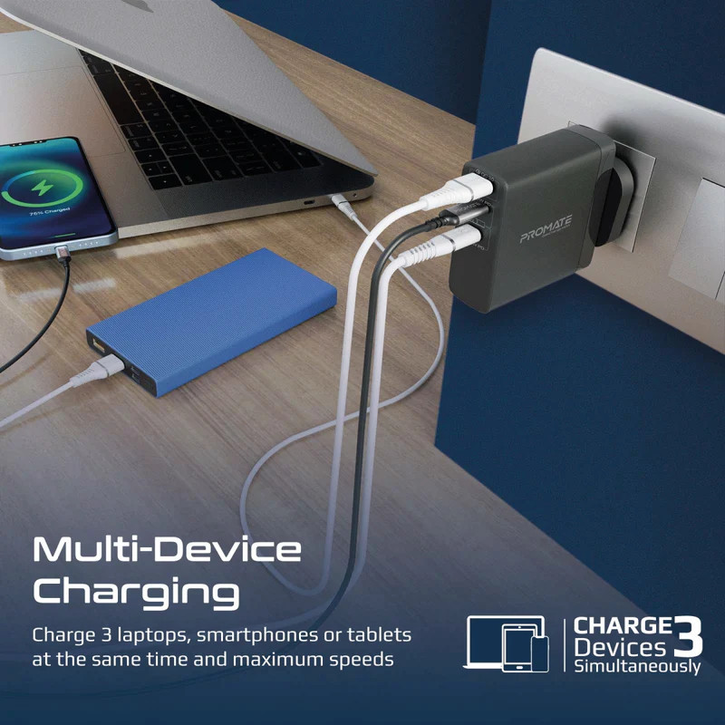 شارژر دیواری ۱۴۰ وات پرومیت مدل GANCHARGE-140W