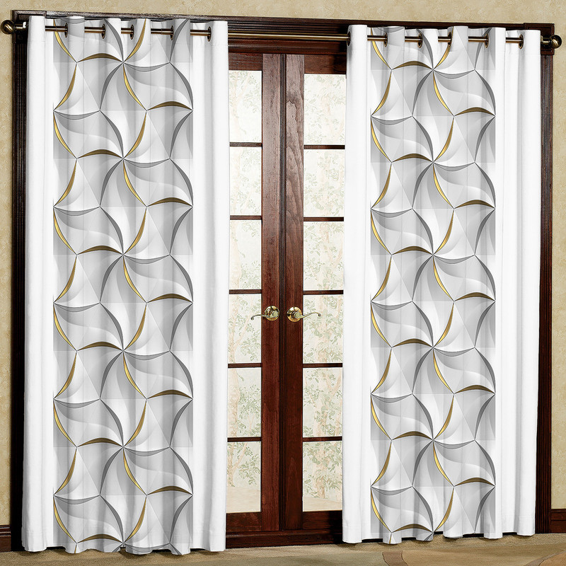 پرده طرح هندسی مدل مخمل پانچی کد 2_4216 W سایز 140x280 سانتی متر