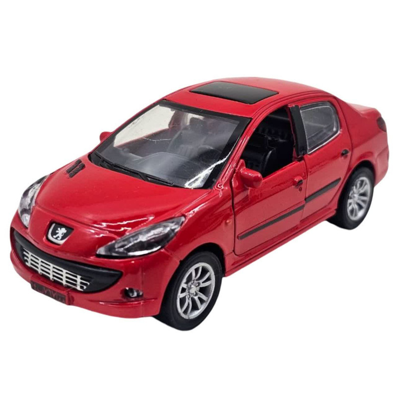 ماشین بازی ناب سل مدل پژو 207 فلزی موزیکال چراغدار عقب کش کد Peugeot 207 metallic musical with pull-back lights
