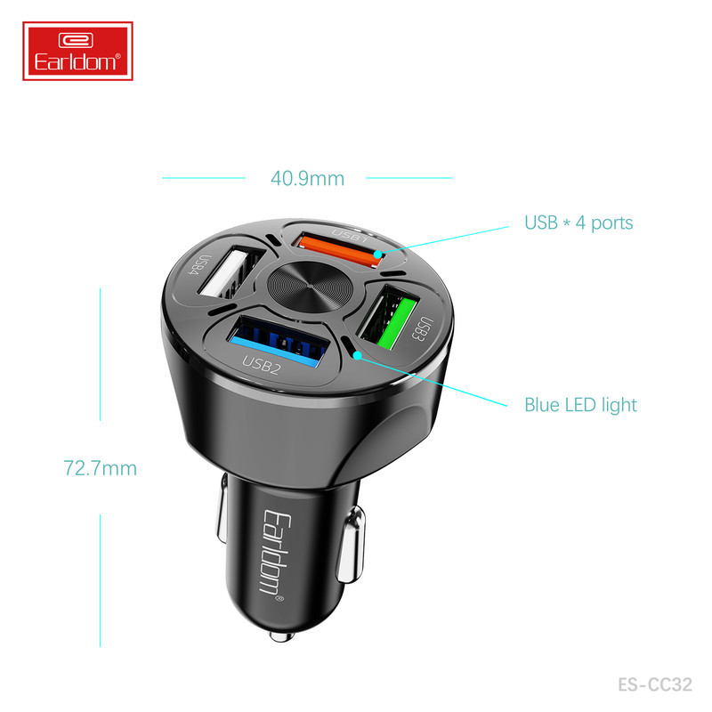 شارژر فندکی 18 وات ارلدام مدل 4USB CAR CHARGER