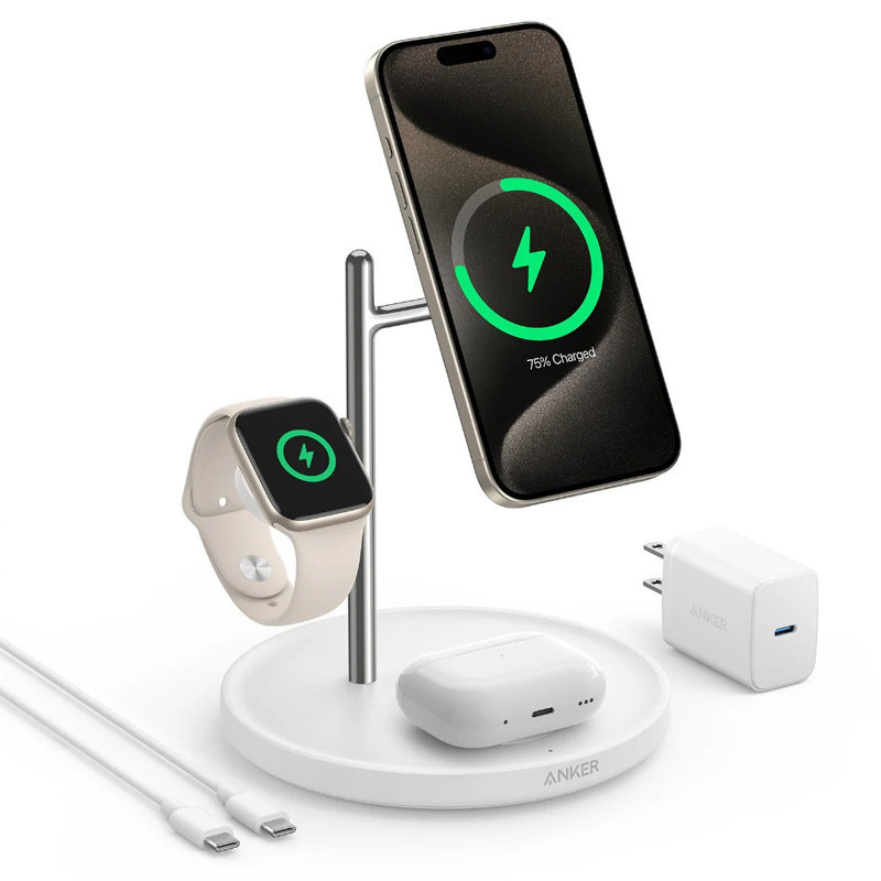 شارژر بی سیم 15 وات انکر مدل A25M3 به همراه کابل USB-C و آداپتور