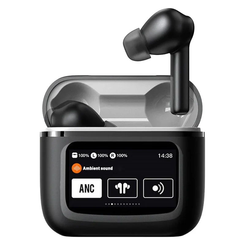 هدفون بلوتوثی لوکسار مدل T68 Pro با نویز کنسلینگ فعال (ANC)، نویز کنسلینگ میکروفون (ENC)، قابلیت پخش صدای محیطی (Transparency)، درگاه شارژ USB Type-C، دارای نمایشگر روی محفظه شارژ، پشتیبانی از فرمان لمسی، مقاوم در برابر رطوبت و عرق، استاندارد ضد آب IPX4