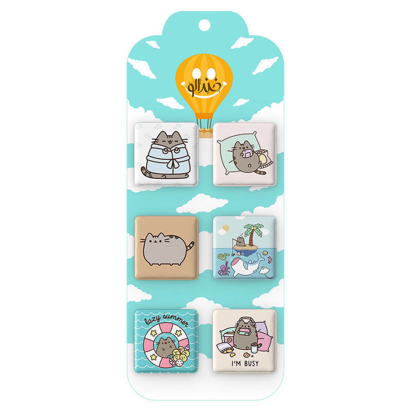 مگنت خندالو طرح پوشین گربه بامزه pusheen کد 1717B مجموعه 6 عددی