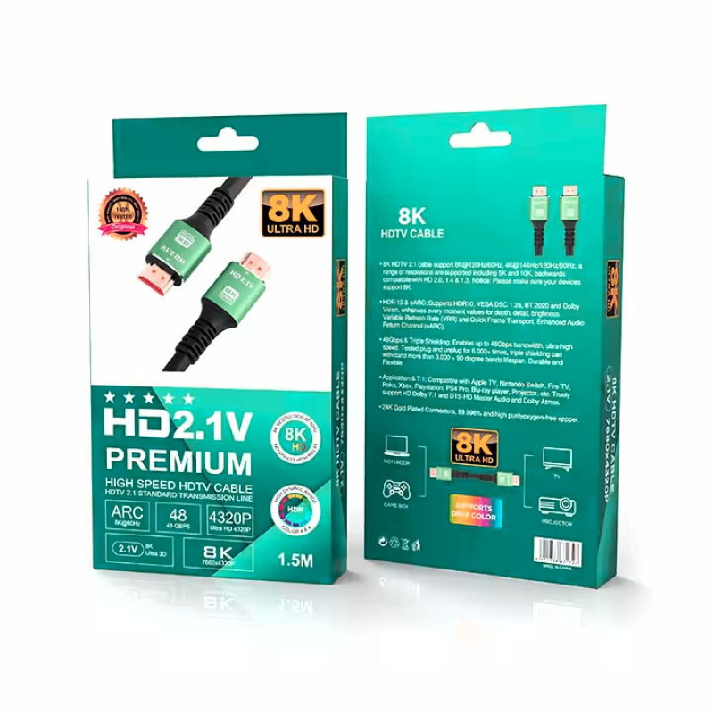کابل HDMI مدل HD2.1V PREMIUM-8K طول 1.5 متر