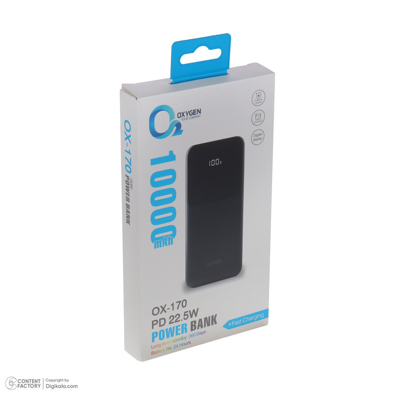 پاوربانک اکسیژن مدل OX-170 ظرفیت 10000 میلی آمپر ساعت
