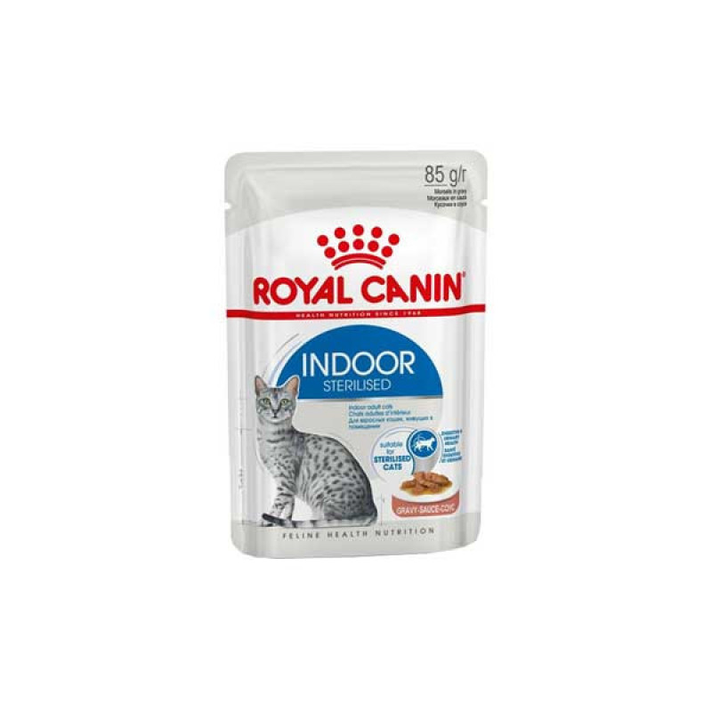 غذای پوچ گربه رویال کنین مدل Indoor Strelised وزن 85 گرم