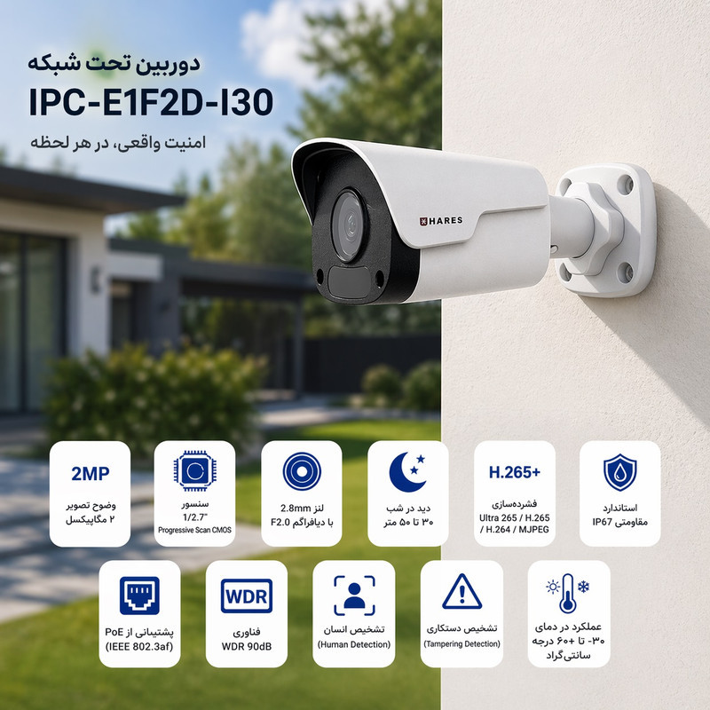 دوربین مداربسته تحت شبکه حارس مدل IPC-E1F2D-I30