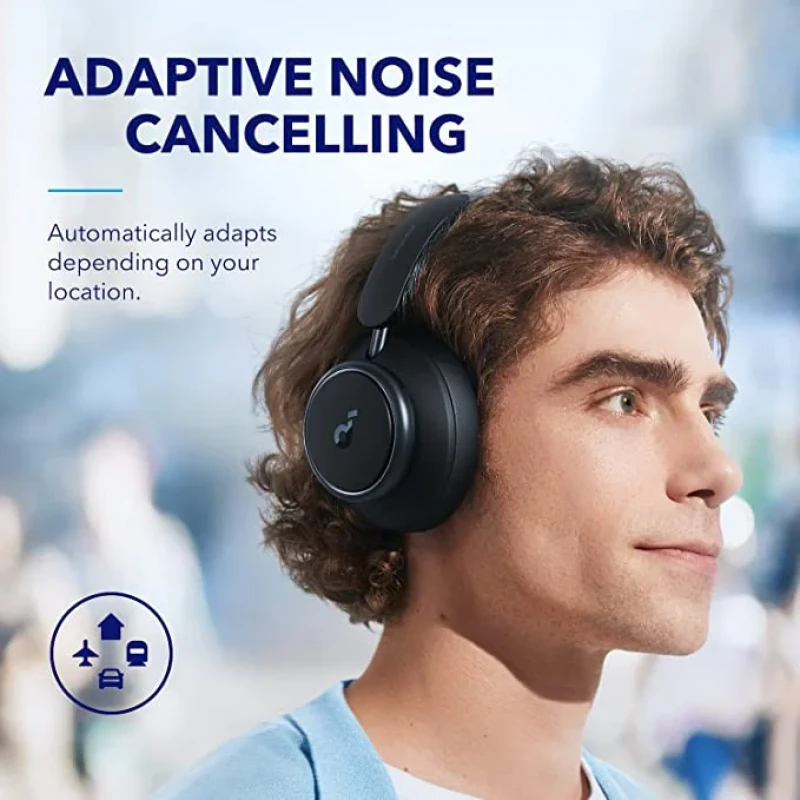 هدفون بلوتوثی برند انکر مدل Soundcore Space Q45 A3040 با نویز کنسلینگ فعال (ANC)، درگاه شارژ USB Type-C، پشتیبانی از شارژ سریع، دارای فناوری نویز کنسلینگ هوشمند سه‌حالته، مقاوم در برابر رطوبت و عرق