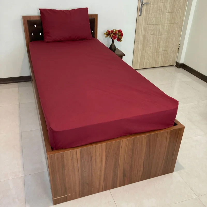 سرویس ملحفه مدل کشدار ساده تک رنگ 1 نفره 2 تکه