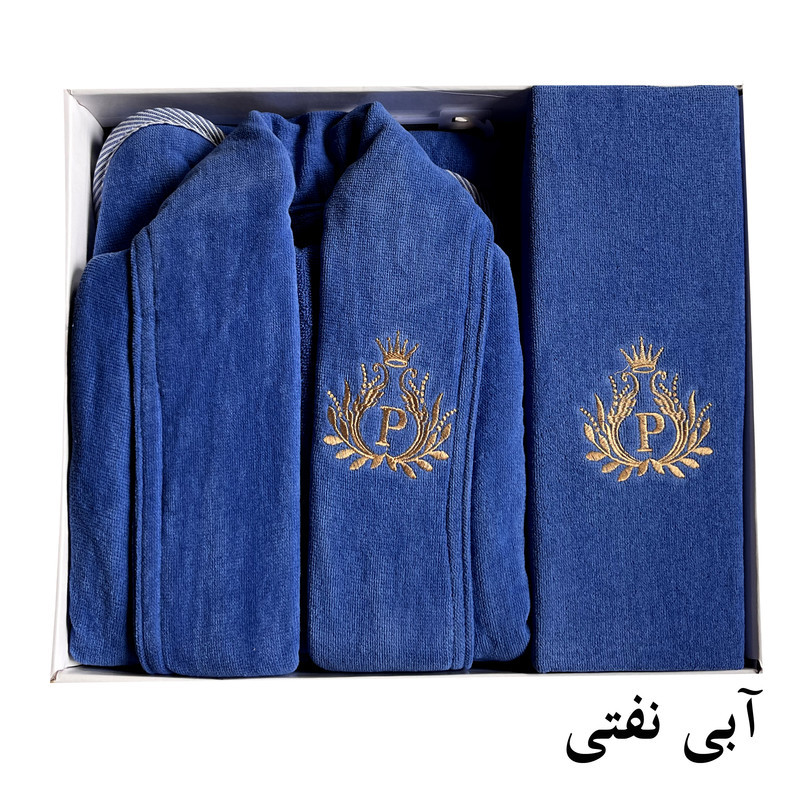 سرویس حوله پالتویی 4 تکه طرح ماریبور مدل گلبرگ کد 1