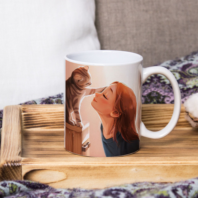 ماگ زیگورات مدل دختر و گربه ملوس کد 2394