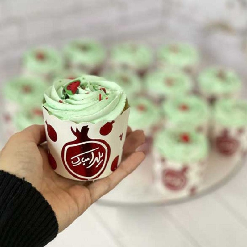 کپسول کاغذی کاپ کیک به گز مدل یلدا مجموعه 12 عددی