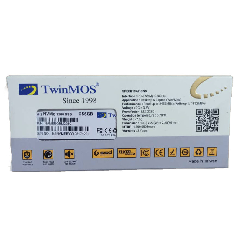 اس اس دی اینترنال تویین موس مدل NVMe M.2 2280 PCIE ظرفیت 256 گیگابایت