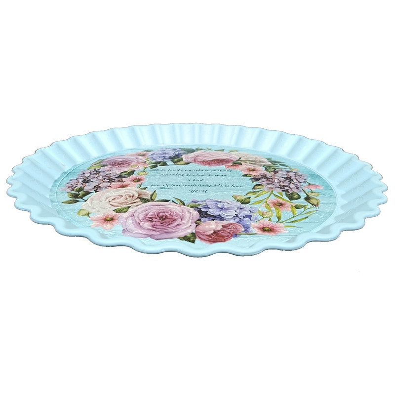 سینی بدون دسته مدل شقایق سایز 34*34 سانتی متر