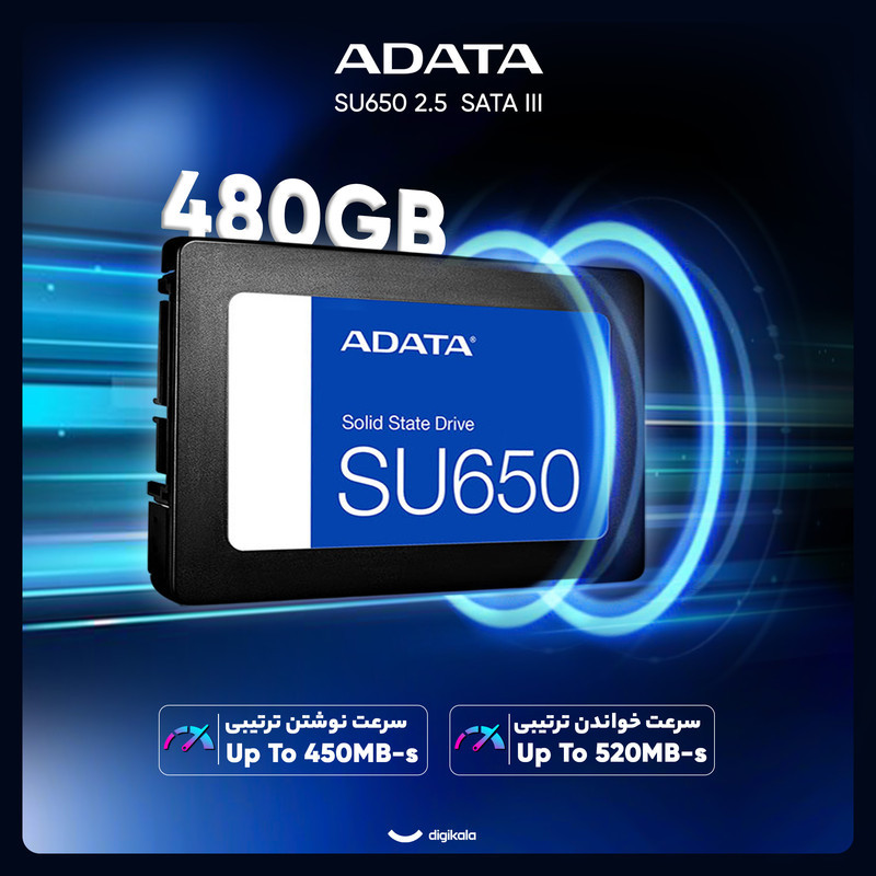 اس اس دی اینترنال SATA III ای دیتا مدل SU650 ظرفیت 480 گیگابایت