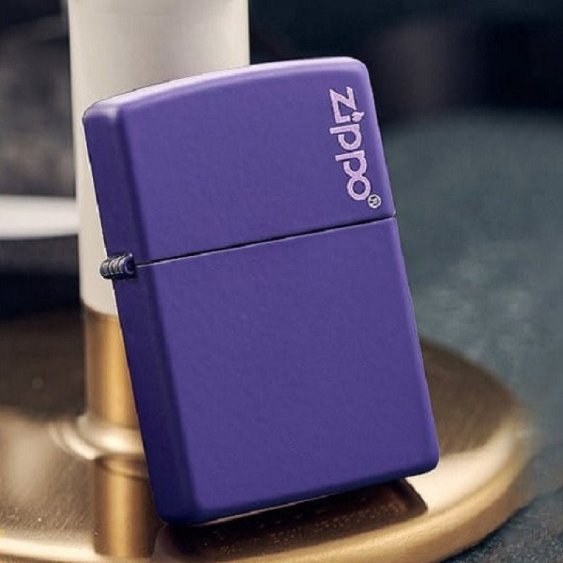 فندک بنزینی زیپو مدل PURPLE MATTE ZIPPO LOGO کد 237ZL