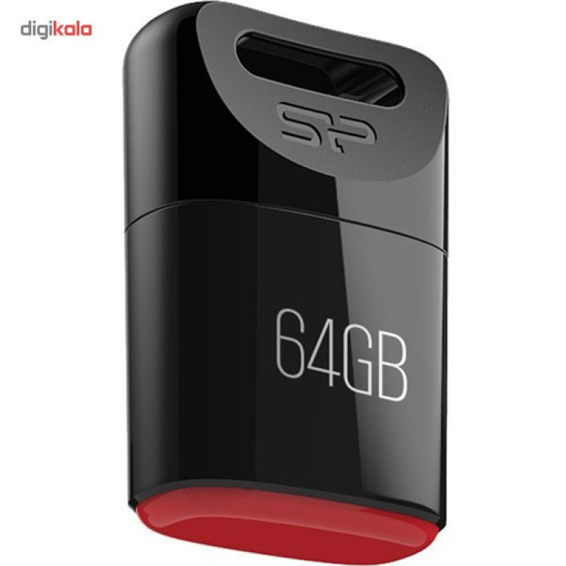 فلش مموری سیلیکون پاور مدل Touch T06 ظرفیت 64 گیگابایت، مقاوم در برابر نفوذ مایعات، ضربه و غبار، دارای درپوش محافظ و ضد اثر انگشت