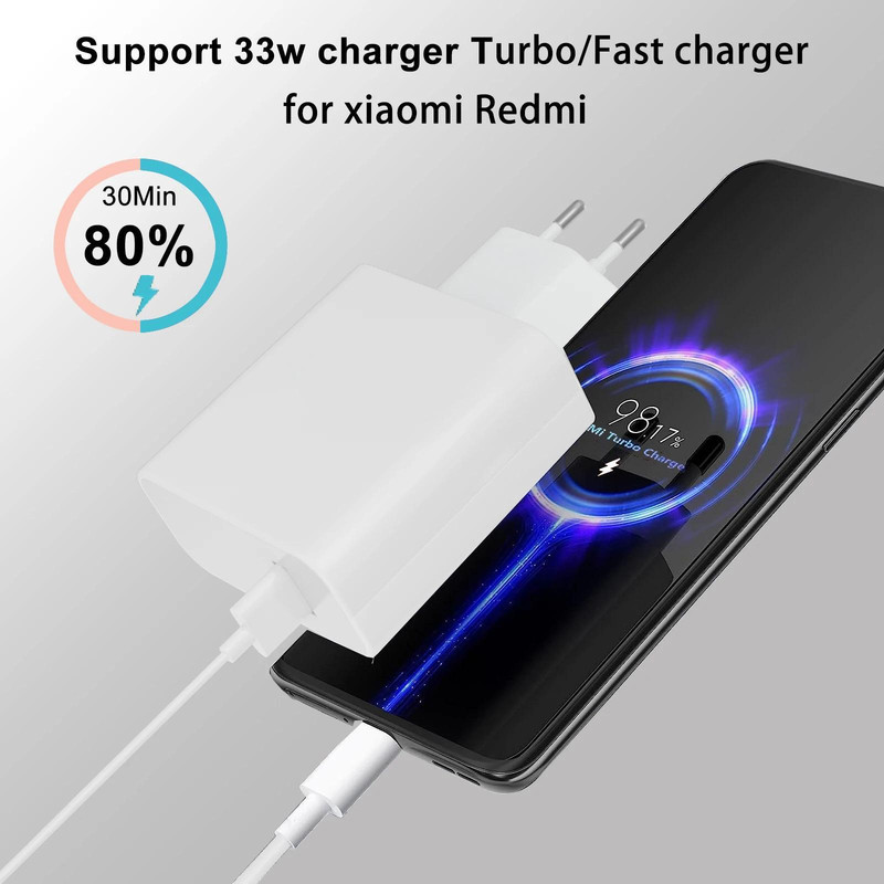شارژر دیواری شیائومی مدل note 9 pro به همراه کابل تبدیل USB-C
