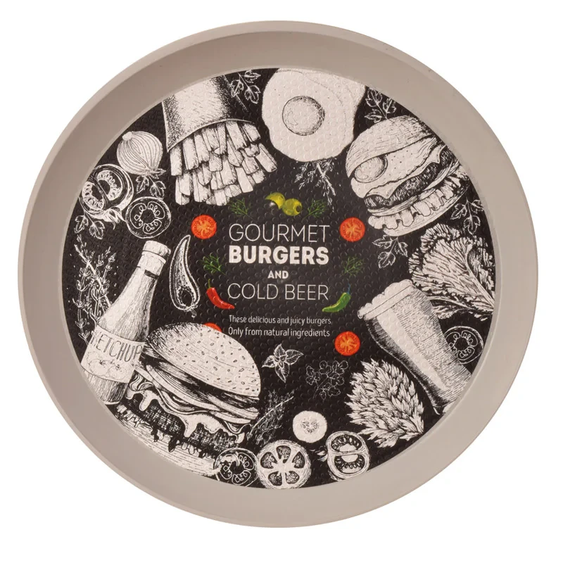 سینی بدون دسته مهروز مدل 6002 طرح Burgers سایز 40*40 سانتیمتر