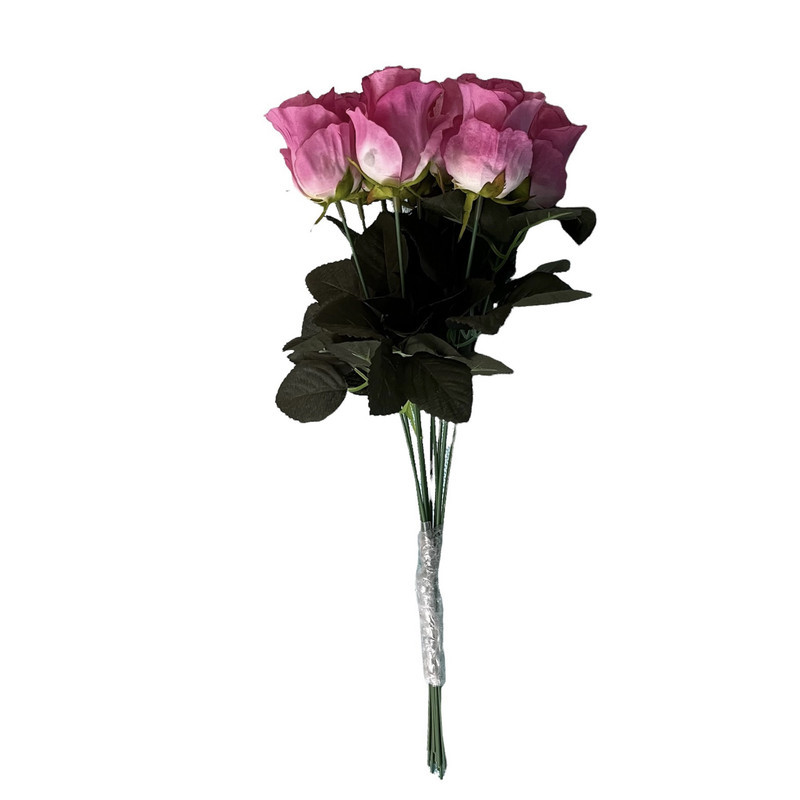 دسته گل رز مصنوعی پارچه‌ای 11 شاخه طول 45 سانتی‌متر با قابلیت شستشو و خم شدن مناسب گلدان‌های بزرگ و کوچک