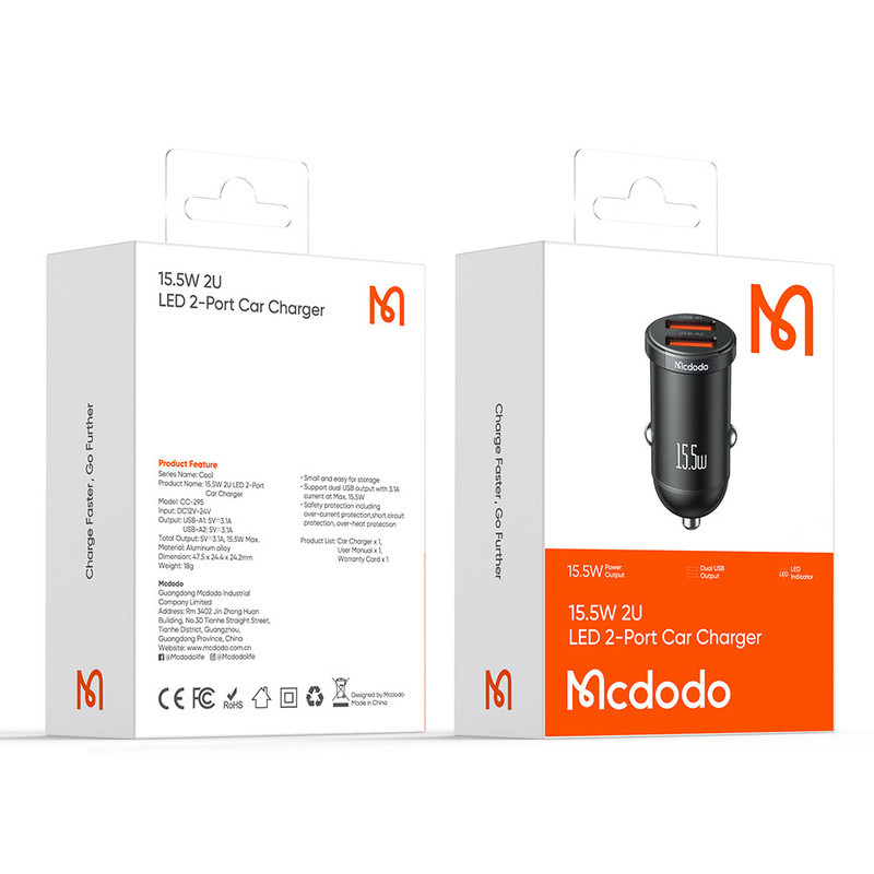 شارژر فندکی 15.5 وات مک دودو مدل CC-295